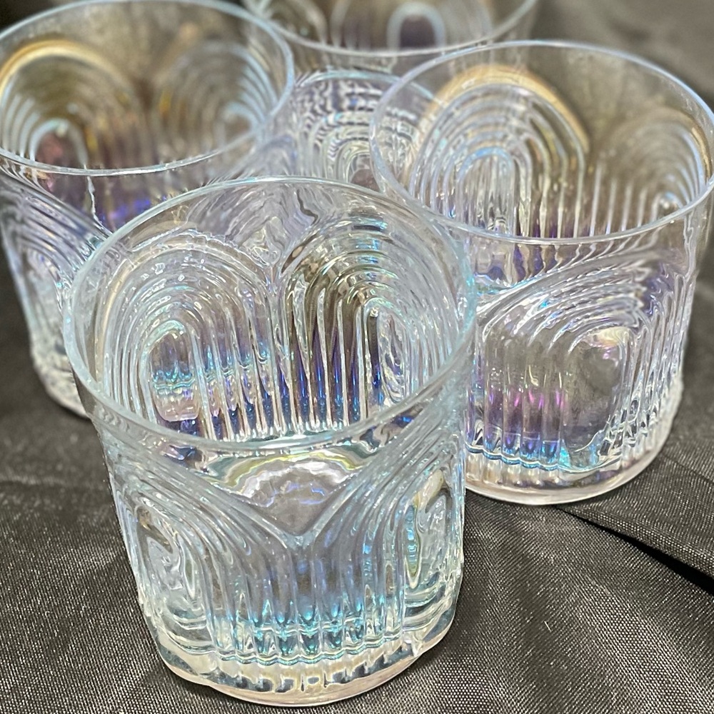 Iridescent Glasses Lowball Cocktail Set of 4